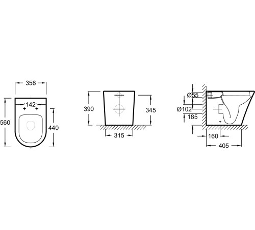 Унитаз приставной Jacob Delafon Rodin+ со стандартным ободом EDAA102-00
