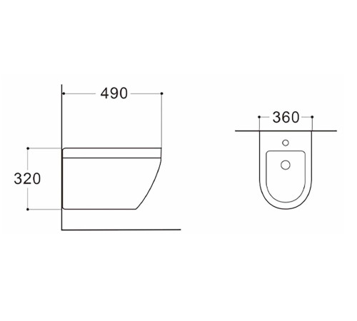 Биде подвесное Aquanet Лея 490x360x320 мм с крепежом AQ1099-00