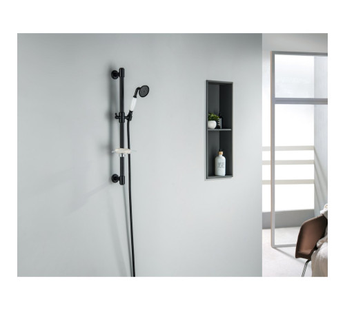 Душевой гарнитур Aquanet Классик 1jet 65 см матовый черный AQ2020MB