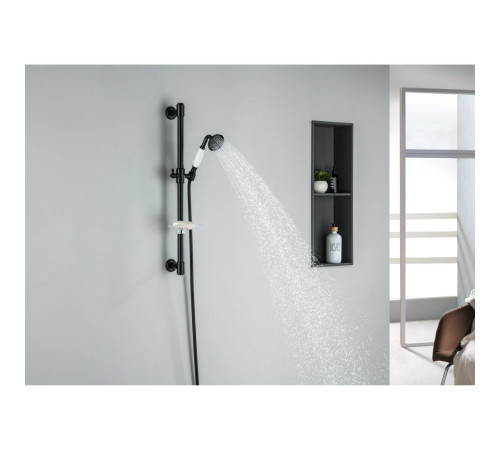 Душевой гарнитур Aquanet Классик 1jet 65 см матовый черный AQ2020MB