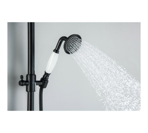 Душевой гарнитур Aquanet Классик 1jet 65 см матовый черный AQ2020MB
