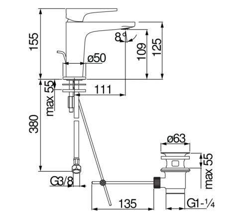 Смеситель для раковины Giulini G. YO YO126118/1CR
