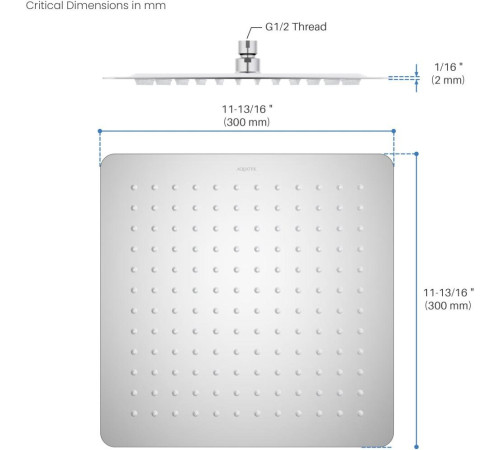 Верхний душ Aquanet AQ2074CR квадратный 300х300х2 мм хром AQ2074CR