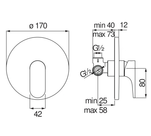 Смеситель для душа Giulini G. YO внешняя и скрытая часть YO126108CR