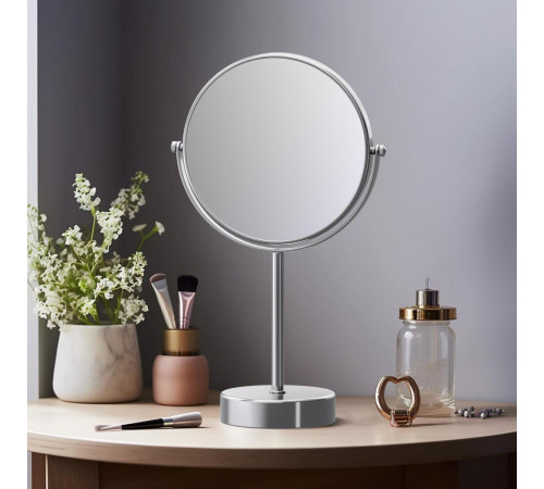 Зеркало косметическое настольное Aquanet 5x увеличение хром AQ4914CR