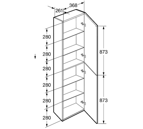 Шкаф-колонна Roca Ona реверсивная 400x300x1750 мм темный вяз 857635511