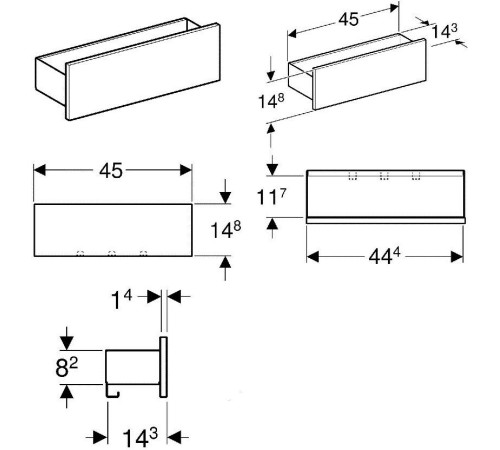 Полка настенная Geberit Smyle Square 45х14.8 см темно-серый/пекан 500.362.JR.1