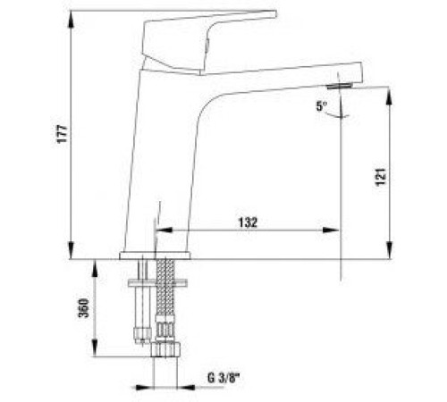 Смеситель для раковины TRES TIERA 121 без донного клапана черный хром 103508989EX