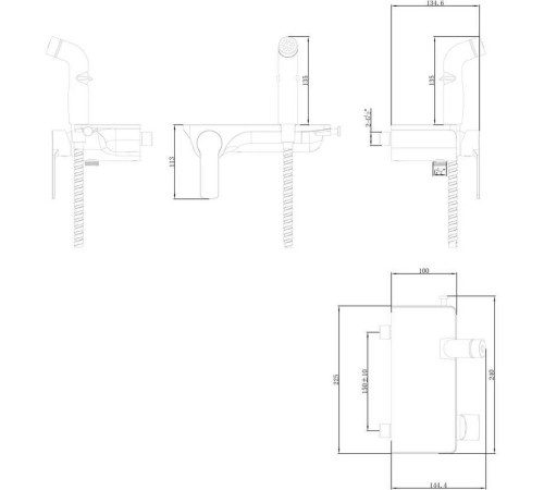 Смеситель для биде Lemark Solo настенный с гигиеническим душем белый LM7168CW