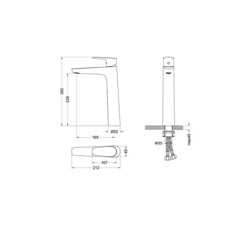 Смеситель для раковины Aquanet Бетта высокий 230 мм оружейная сталь AQ1104BGM
