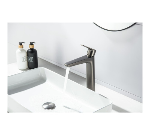 Смеситель для раковины Aquanet Бетта высокий 230 мм оружейная сталь AQ1104BGM