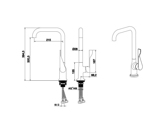 Смеситель для кухни Aquanet Вега квадратный излив матовый черный AQ1083MB