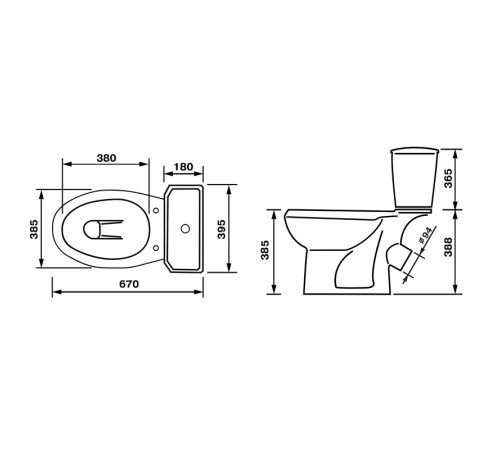 Унитаз-компакт Santek Элисса Стандарт косой выпуск нижний подвод красный 43360110202