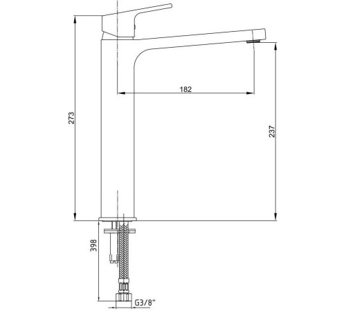 Смеситель для раковины TRES TIERA 237 без донного клапана черный хром 103588002EX