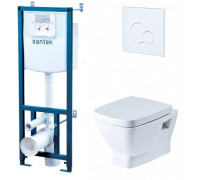Комплект инсталляция с подвесным унитазом Santek Нео Пэк сиденье микролифт белая кнопка 1.WH30.2.463