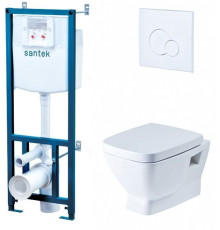 Комплект инсталляция с подвесным унитазом Santek Нео Пэк сиденье микролифт белая кнопка 1.WH30.2.463