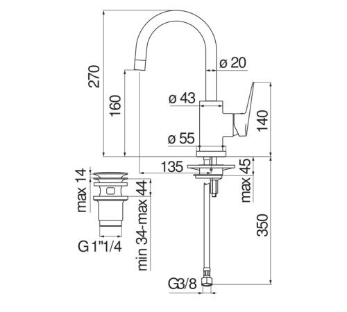 Смеситель для раковины Bravat Blues BS101338/2CR
