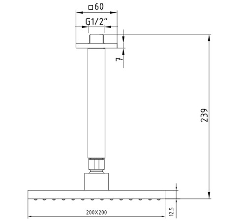 Верхний душ TOPAZ TIERA квадратный 200x200 мм матовый черный 102145032C1EX