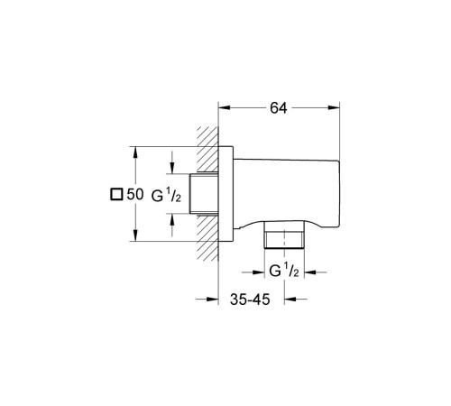 Шланговое подсоединение Grohe Rainshower с квадратной розеткой хром 27076000
