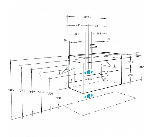 Комплект мебели для ванной Aquaton Оливия 90 Дуб Ойстер с раковиной Адриана 90 1A2544K0OLUG0