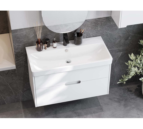 Комплект мебели для ванной Aquaton Оливия 90 Белый матовый с раковиной Адриана 90 1A2544K0OL010