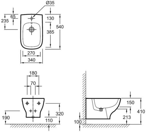 Биде подвесное Jacob Delafon Struktura 54х34 см с отверстием под смеситель белый EMC0002-00