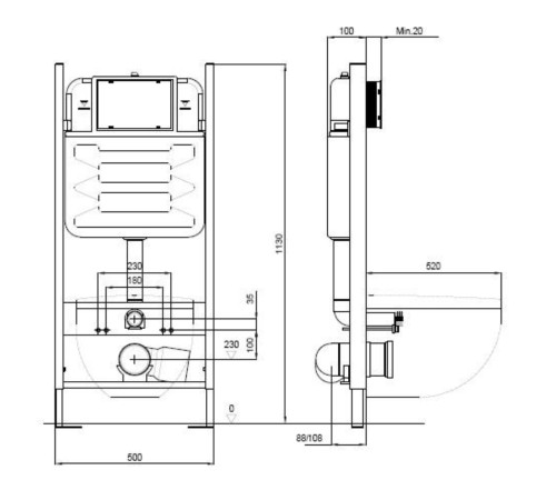 Комплект унитаз с инсталляцией Jacob Delafon Struktura сиденье микролифт клавиша хром EDE103-00