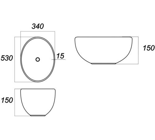 Умывальник накладной Salini Ringo 53 см Белый WB.CT/Ringo/53-N/WHT.G/S1