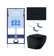 Инсталляция с унитазом AQUATEK Европа 4 в 1 рама Standard INS-0000012 кнопка KDI-0000017 унитаз AQ1901-MB MB-017