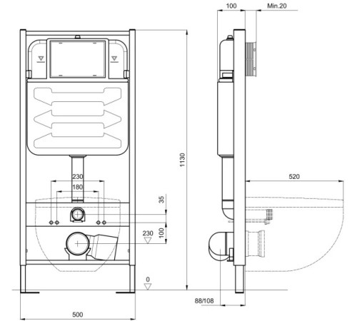 Комплект инсталляции 4 в 1 Aquatek Поларис (рама Standard, унитаз AQ0700-00, сиденье soft-close, панель KDI-0000025) ПОЛАРИС-025