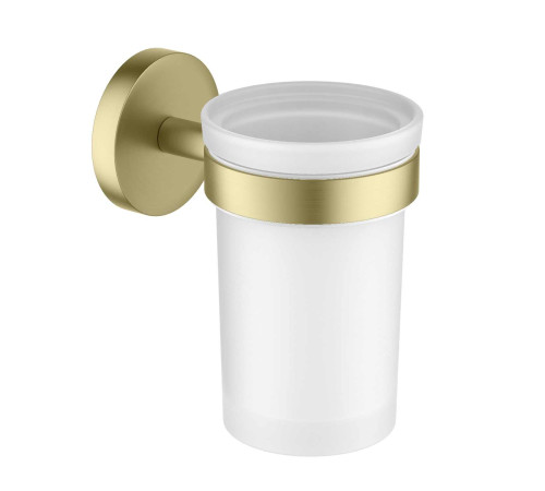 Стакан с держателем Aquanet Европа шлифованное золото AQ4104BG