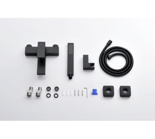 Смеситель для ванны Aquanet Libra с душевым набором 1jet черный матовый AQ1649MB