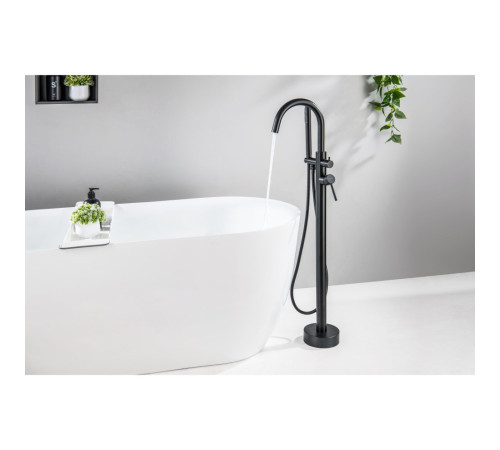 Смеситель для ванны напольный Aquanet Европа матовый черный AQ1345MB