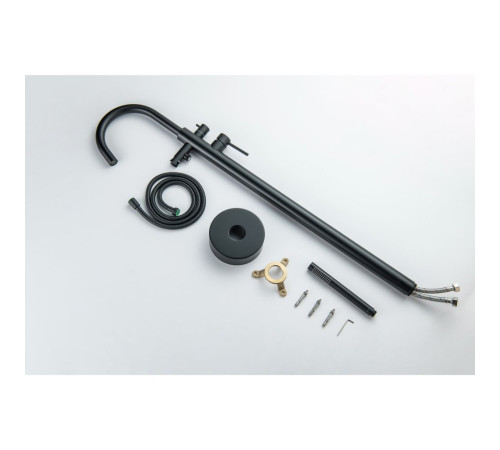 Смеситель для ванны напольный Aquanet Европа матовый черный AQ1345MB