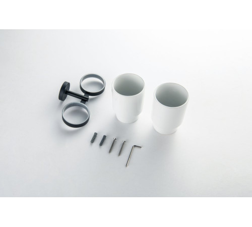 Стакан с держателем двойной Aquanet БЕТТА матовый черный AQ4617MB