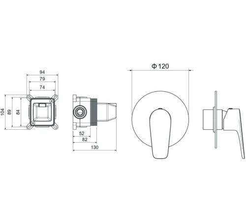 Смеситель для душа Aquanet Бетта скрытого монтажа 1 режим матовый черный AQ1166MB