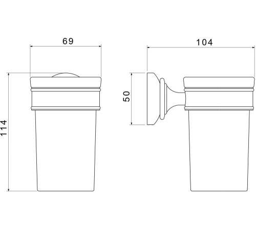 Стакан с держателем Aquanet Классик матовый черный AQ4527MB