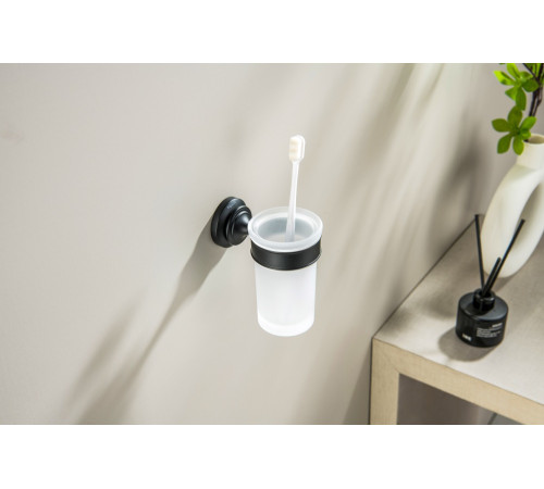 Стакан с держателем Aquanet Классик матовый черный AQ4527MB