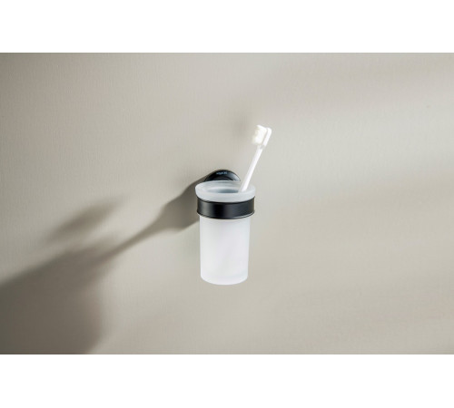 Стакан с держателем Aquanet Классик матовый черный AQ4527MB