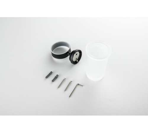 Стакан с держателем Aquanet Классик матовый черный AQ4527MB