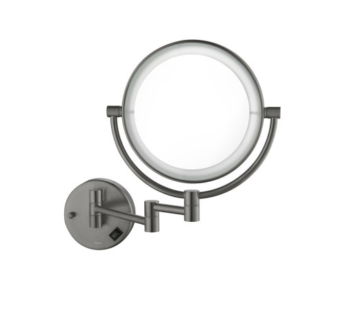 Зеркало косметическое настенное с подсветкой Aquanet 5x увеличение оружейная сталь AQ4915BGM