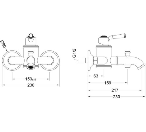 Набор смесителей 3 в 1 Aquanet Классик AQ1510CR/AQ1540CR/AQ2020CR AQ1530CR