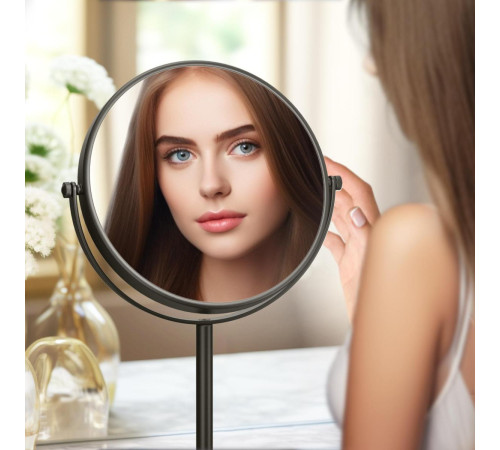 Зеркало косметическое настольное Aquanet 5x увеличение матовый черный AQ4914MB