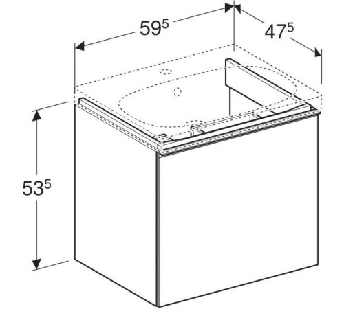 Тумба под раковину Geberit Acanto 595х535х476 мм белое стекло 500.609.01.2