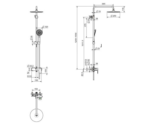 Душевая система со смесителем для душа Aquatek Ника 250 мм хром AQ2860CR