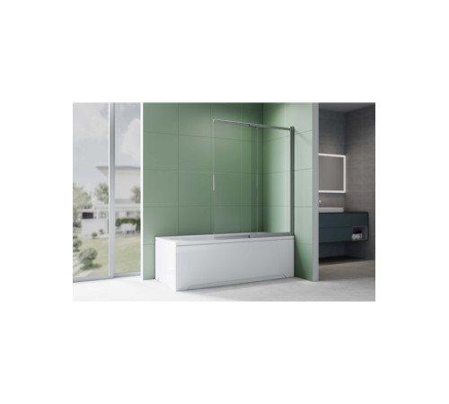 Шторка на ванну Aquanet двухэлементная поворотная 1000x1500 мм оружейная сталь прозрачное стекло 5 мм AQ.BSS.100.1GM