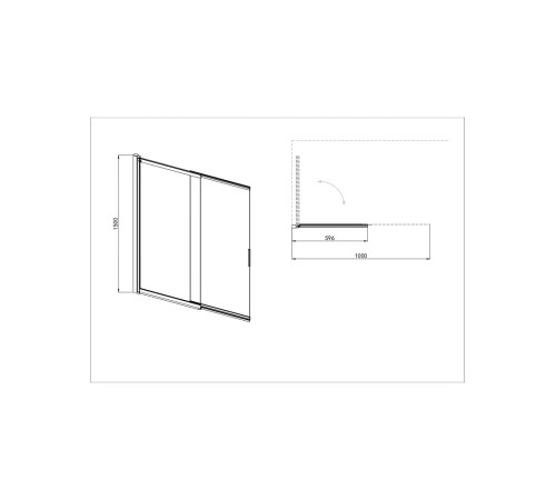 Шторка на ванну Aquanet двухэлементная поворотная 1000x1500 мм хром профиль прозрачное стекло 5 мм AQ.BSS.100.1CH