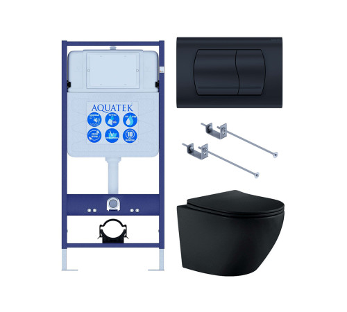 Инсталляция с унитазом AQUATEK Европа 4 в 1 рама Standard INS-0000012 кнопка KDI-0000049 унитаз AQ1901-MB MB-049