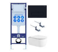 Инсталляция с унитазом AQUATEK Европа 4 в 1 рама INS-0000017 кнопка KDI-0000017 унитаз AQ1106L-00 New-017