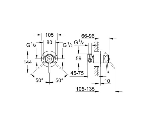 Готовый комплект для гигиенического душа GROHE BauClassic со встраиваемым смесителем хром 129186